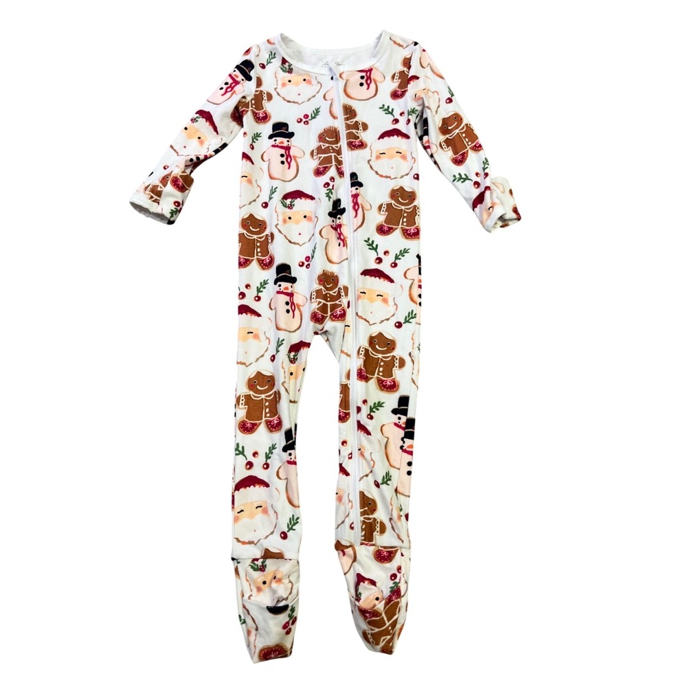 Sweet Honey Kids Pajamas 5Y Christmas Santa Gingerbread Snowman Footed Sleepwear
